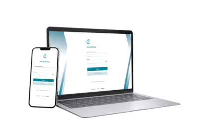 zebris Customer Platform auf Laptop und Smartphone